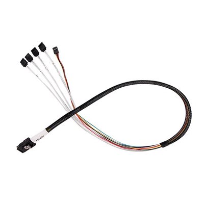 SilverStone Multilane SAS -kaapeli, SFF-8087 -> 4x SATA 7-pin -kaapeli, 50cm, musta