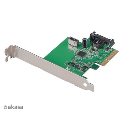 Akasa Sisäinen 20-pin 3.2 Gen2 USB -lisäkortti, PCIe 3.0 x2