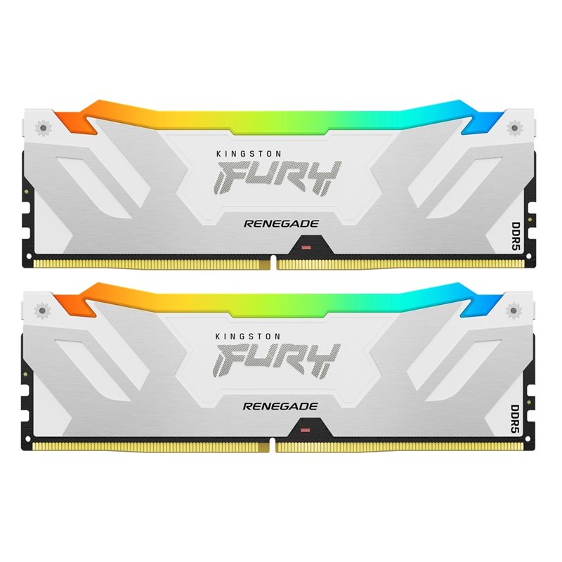 Kingston 32GB (2 x 16GB) FURY Renegade White RGB, DDR5 6000MHz, CL32, 1.35V, valkoinen/hopea