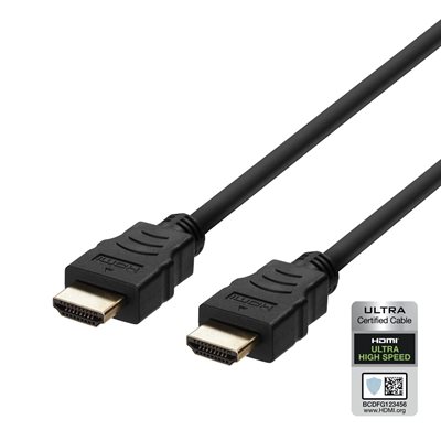 Deltaco 2.1 HDMI -näyttökaapeli, 8K60Hz/4K120Hz, 1m, musta