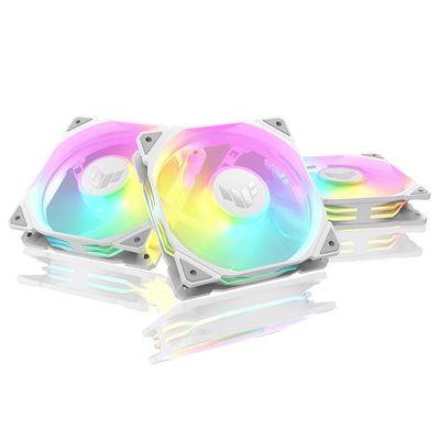 Asus TUF Gaming TR120 ARGB Reverse 3in1, 120mm PWM-laitetuuletinsarja, valkoinen