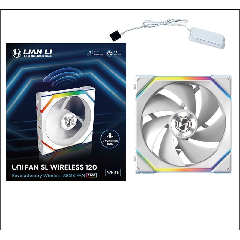 Lian Li UNI FAN SL Wireless, 120mm ARGB PWM -laitetuuletin, valkoinen