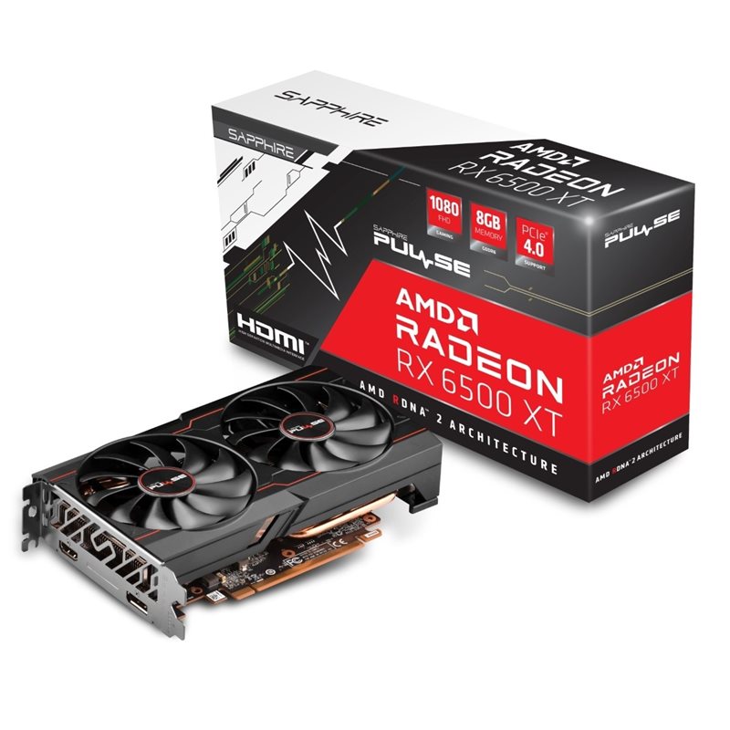 Sapphire Radeon RX 6500 XT PULSE -näytönohjain, 8GB GDDR6