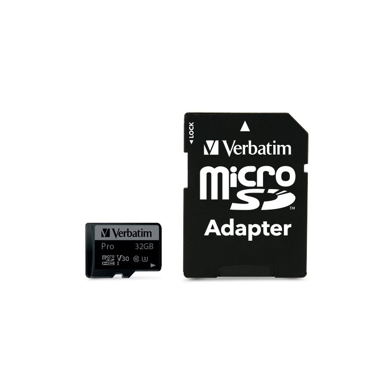 Verbatim 32GB MicroSDHC -muistikortti, UHS-1 V30 U3, jopa 90/45 MB/s, SD-adapterilla