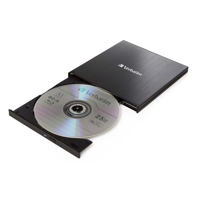Verbatim Slimline, ulkoinen Blu-ray/DVD kirjoittava asema, 3.2 Gen1 USB-C, musta