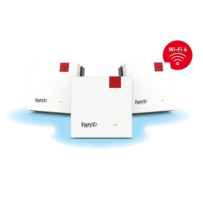 FRITZ! Mesh Wi‑Fi Set 1600, Dual Band AX3000 Wi‑Fi 6 -Mesh-järjestelmä, valkoinen, 3 kpl