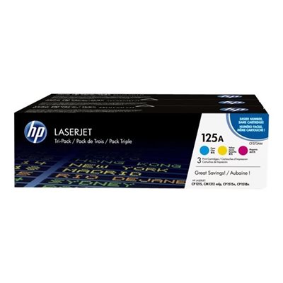 HP LaserJet CF373AM -väriainekasetti, keltainen/sinivihreä/magenta, Tri-Pack