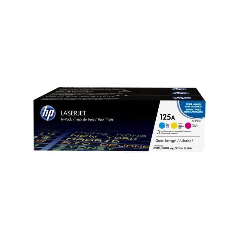 HP LaserJet CF373AM -väriainekasetti, keltainen/sinivihreä/magenta, Tri-Pack