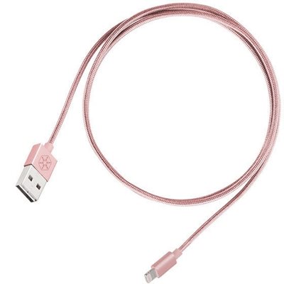 SilverStone Lightning - USB-A -kaapeli, MFI, symmetrinen, punottu, 1m, pinkki