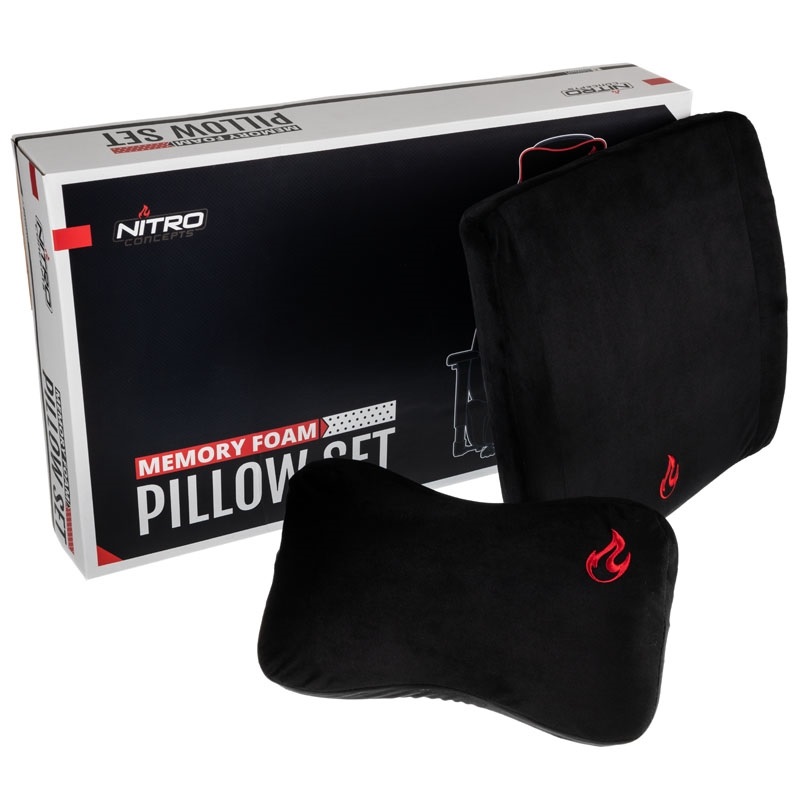 Nitro Concepts Memory Foam Pillow Set -tyynysarja, musta/punainen