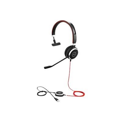 Jabra Evolve 40 UC Mono -sankakuuloke mikrofonilla, harmaa/musta/punainen