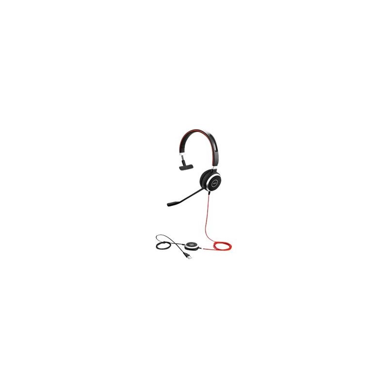 Jabra Evolve 40 UC Mono -sankakuuloke mikrofonilla, harmaa/musta/punainen