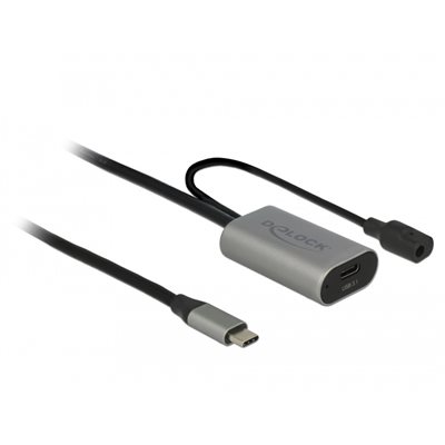 DeLock 3.2 Gen1 USB-C -jatkokaapeli, aktiivinen, 5m, musta