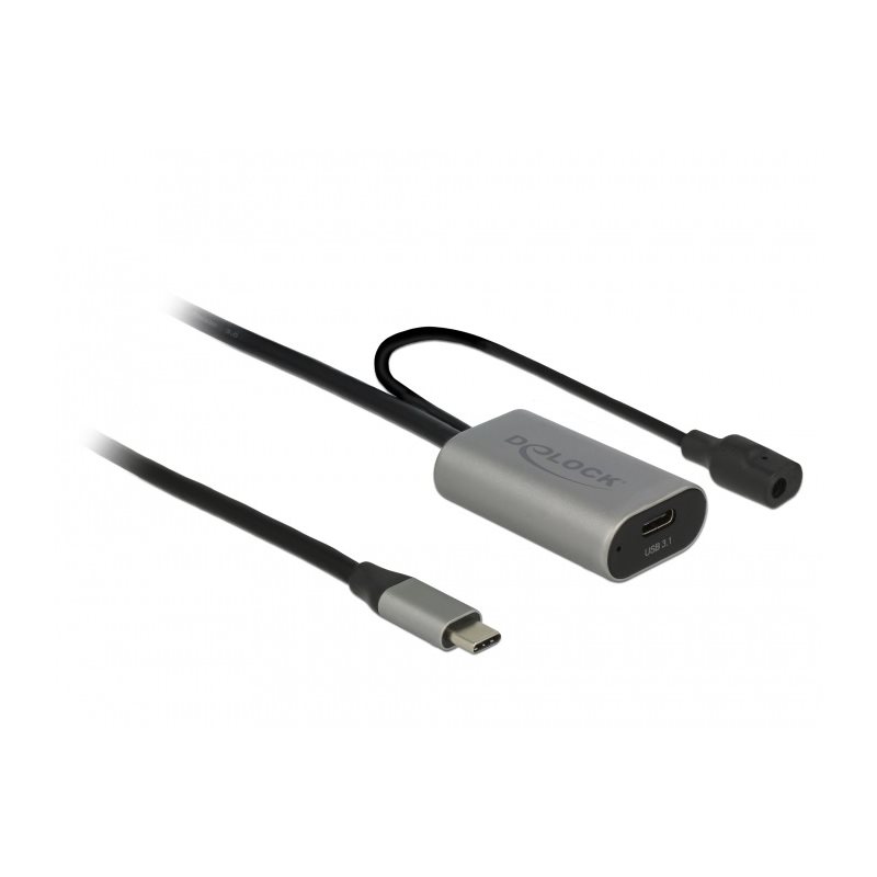 DeLock 3.1 Gen1 USB-C -jatkokaapeli, aktiivinen, 5m, musta