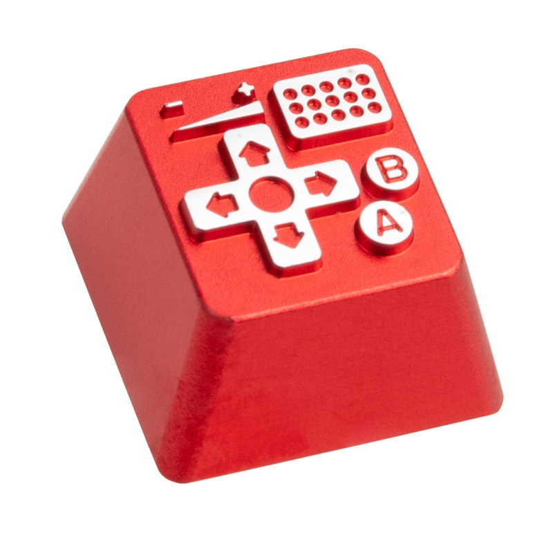 ZOMOPLUS Aluminium Keycap - Retro Gamepad I -näppäinhattu, punainen/hopea