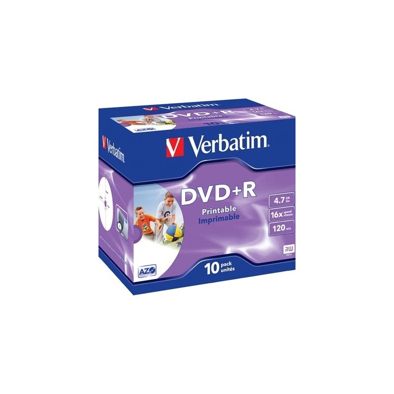Verbatim DVD+R, 16x, 4,7 GB/120 min,10-pakkaus jewel case, AZO