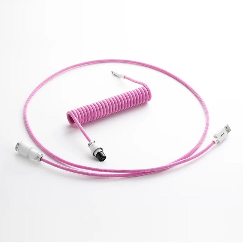 CableMod Pro Coiled Keyboard Cable, USB A -> USB Type C, 150cm, Strawberry Cream