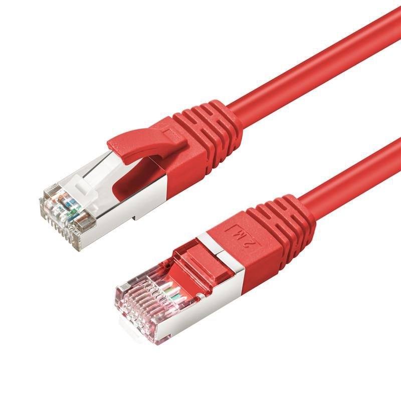 MicroConnect S/FTP Cat6a suojattu laitekaapeli, 7,5m, punainen