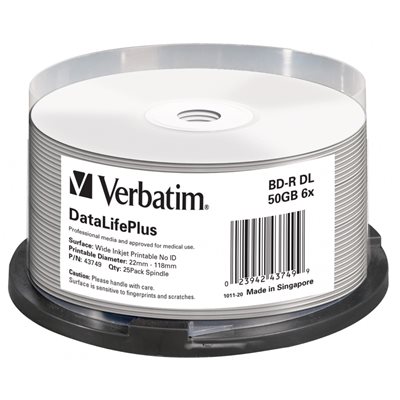 Verbatim DataLifePlus BD-R DL 50GB, 6x, printable, spindle, 25kpl