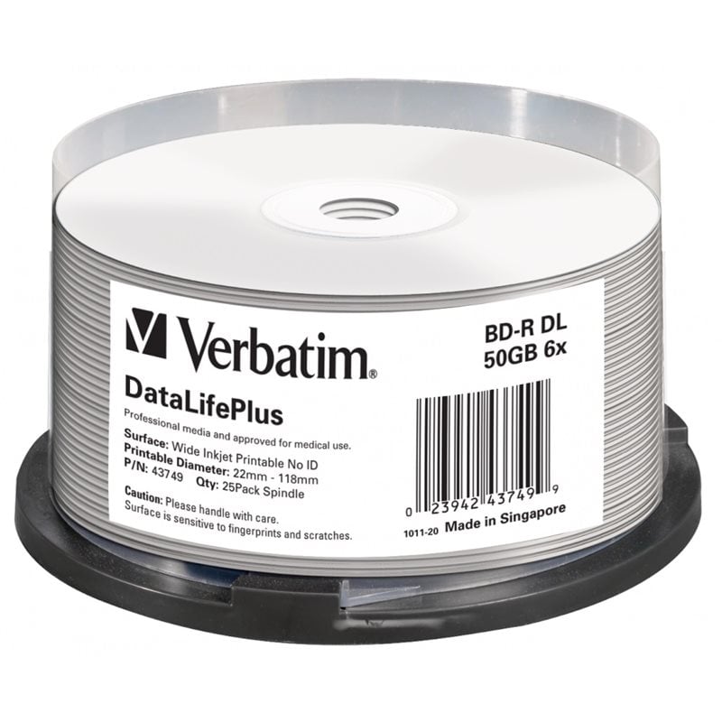 Verbatim DataLifePlus BD-R DL 50GB, 6x, printable, spindle, 25kpl