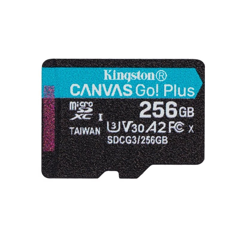 Kingston 256GB Canvas Go! Plus, microSDXC -muistikortti, UHS-I V30 U3 A2, 170/90 MB/s, SD-adapterilla