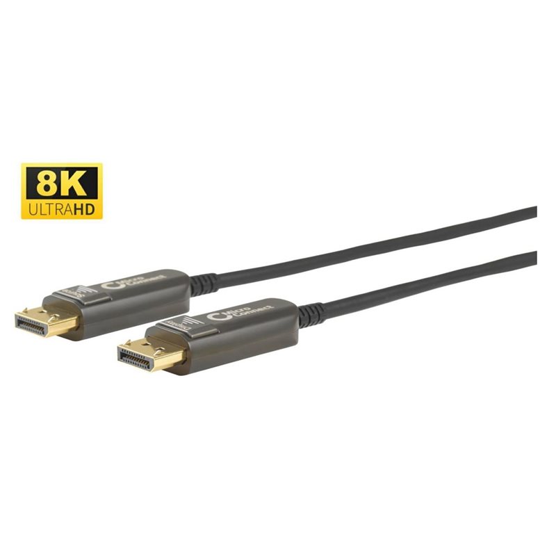 MicroConnect DisplayPort 1.4 -näyttökaapeli, aktiivinen optinen kuitu, 25m, musta