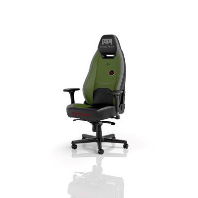 noblechairs LEGEND Gaming Chair - DOOM: The Dark Ages, keinonahkaverhoiltu pelituoli, musta/punainen