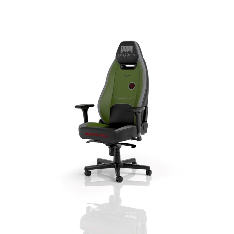 noblechairs LEGEND Gaming Chair - DOOM: The Dark Ages Edition, keinonahkaverhoiltu pelituoli, musta/punainen