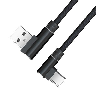 Akasa 2.0 USB-A -> USB-C -kaapeli, kulma-kulma, 1m, musta