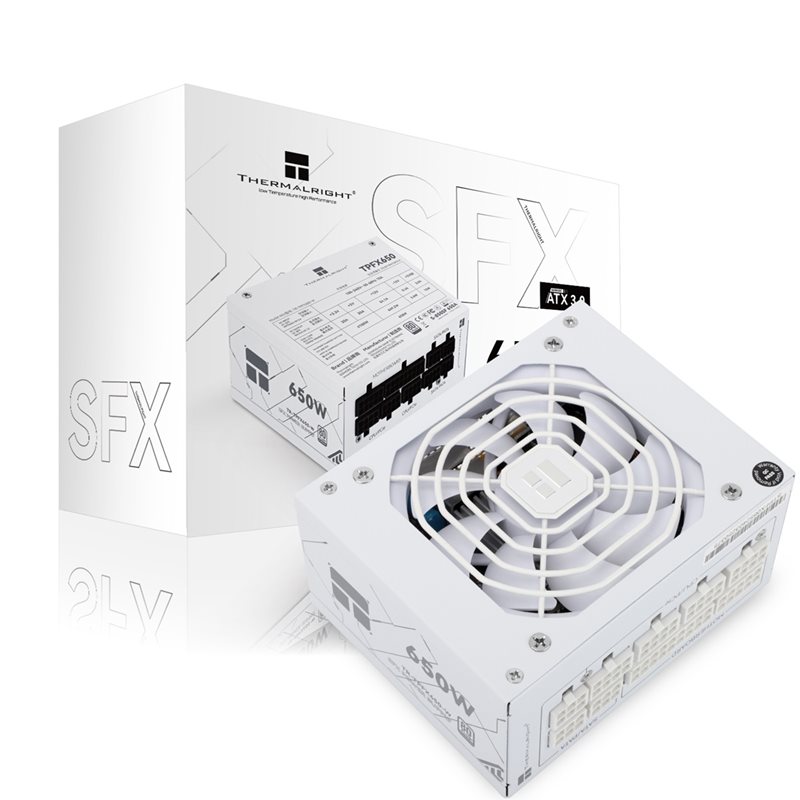 Thermalright 650W TPFX-650-W, SFX-virtalähde, 80 Plus Platinum, valkoinen