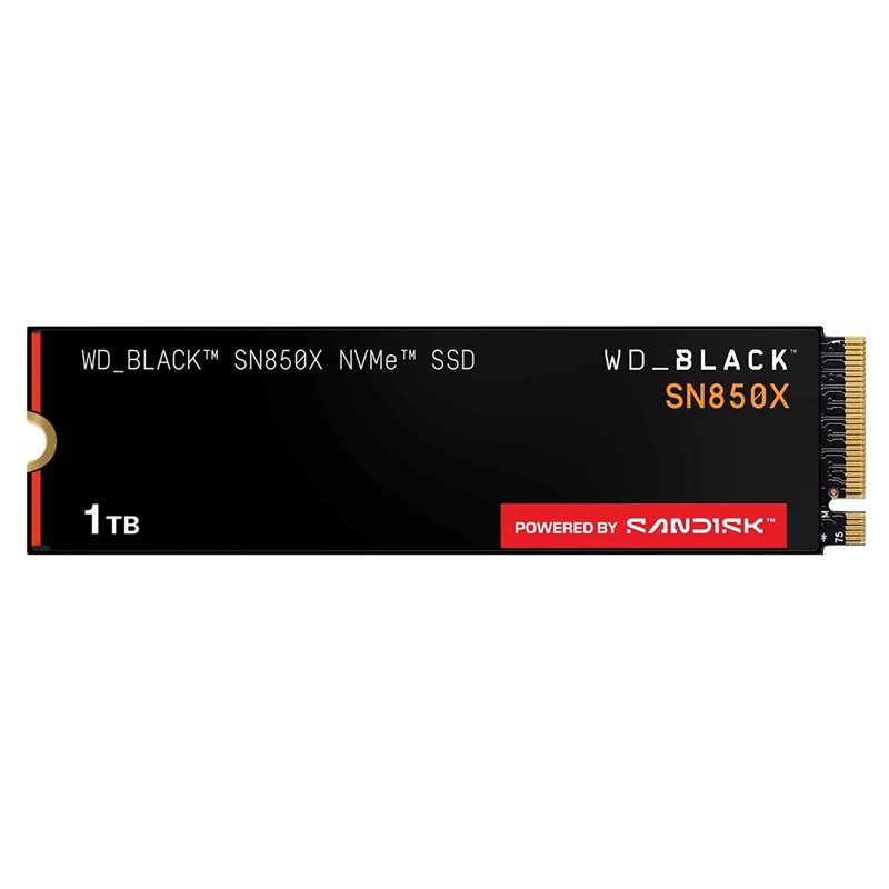 Western Digital 1TB WD_BLACK SN850X, NVMe SSD-levy, M.2 2280, PCIe Gen4 x4, 7300/6300 MB/s