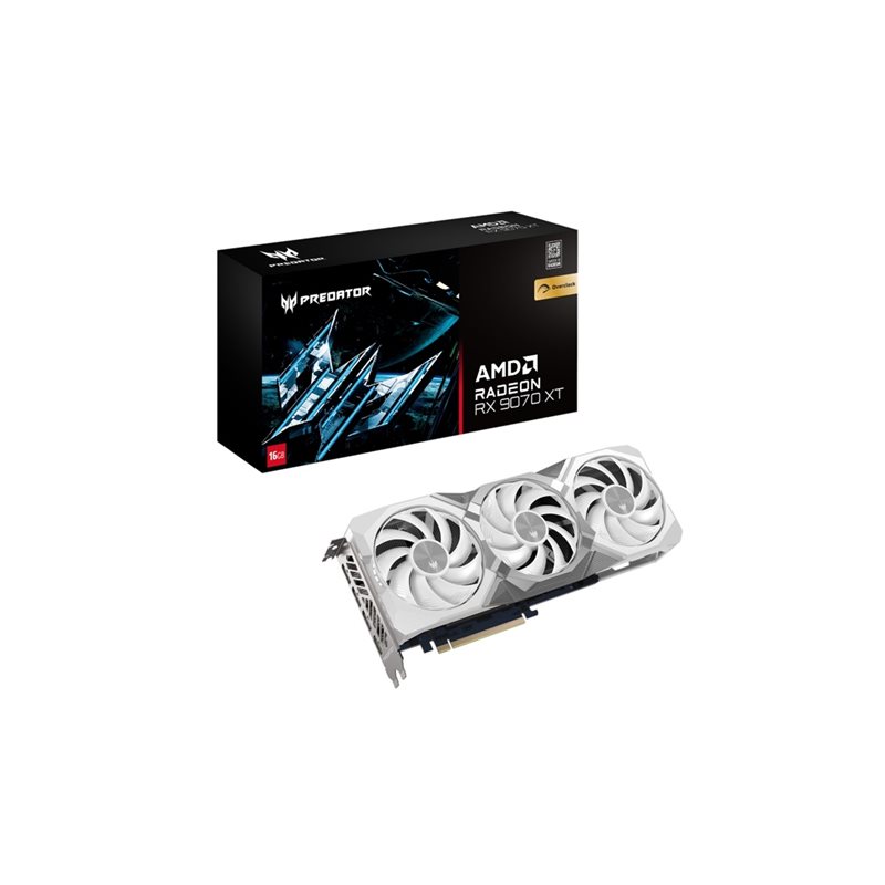 Acer (Outlet) Radeon RX 9070 XT Predator BiFrost OC White -näytönohjain, 16GB GDDR6