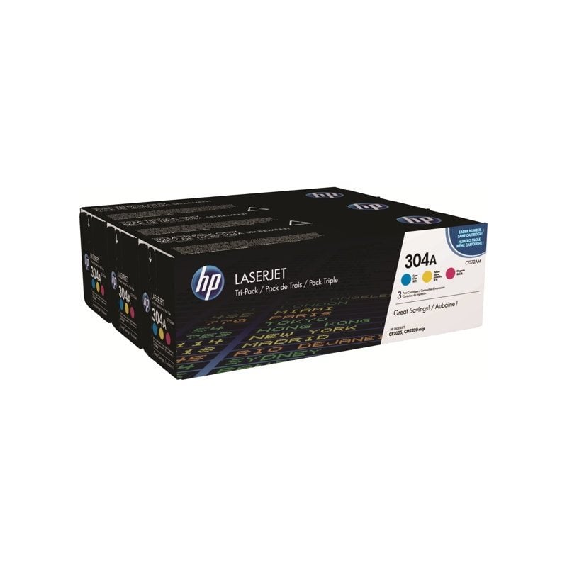 HP LaserJet CF372AM -väriainekasetti, keltainen/sinivihreä/magenta, Tri-Pack