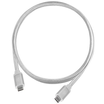 SilverStone 3.1 Gen2 USB-C -kaapeli, PD2.0 3A 60W, 1m, hopea