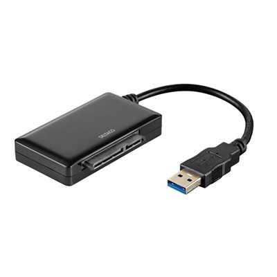 Deltaco USB 3.0 - SATA 6Gb/s sovitin, 2.5"/3.5" kiintolevylle, musta