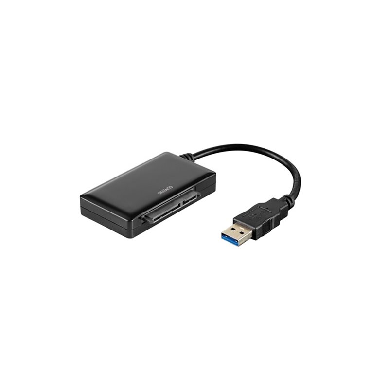 Deltaco USB 3.0 - SATA 6Gb/s sovitin, 2.5"/3.5" kiintolevylle, musta