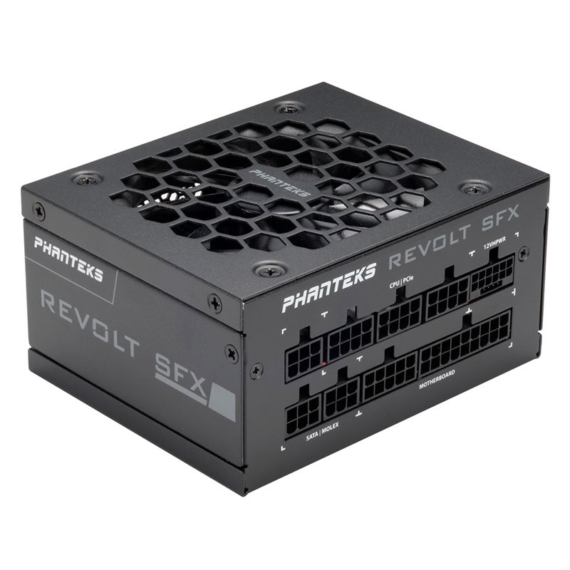 Phanteks 850W Revolt SFX 850 Platinum, SFX-virtalähde, PCIe 5.0, 80 Plus Platinum, musta