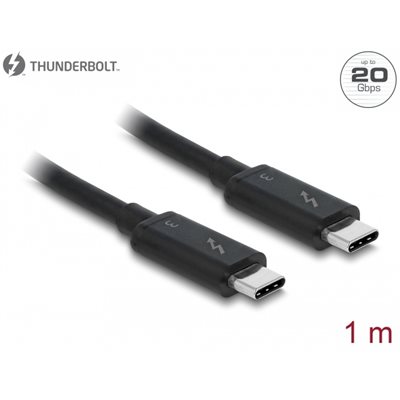 DeLock Thunderbolt 3 -kaapeli, 20Gbps, Cypress E-Marker, 1m,  musta