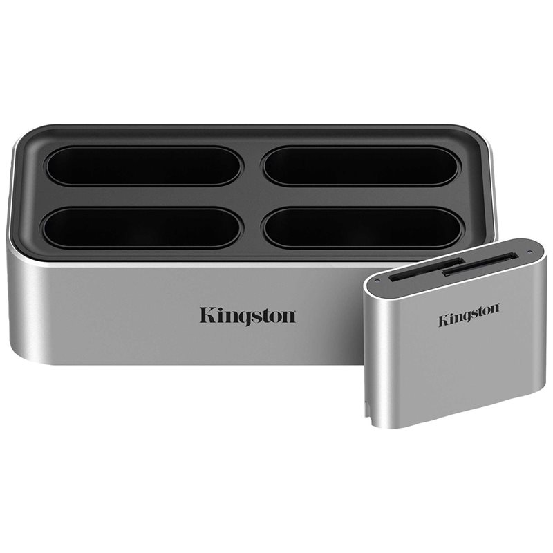 Kingston USB-C 3.2 Gen2 Workflow Station -telakointiasema, jossa kaksipaikkainen SD UHS-II -kortinlukija