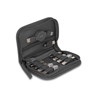 DeLock USB-sovitinsarja, 10-osainen, laukulla, musta