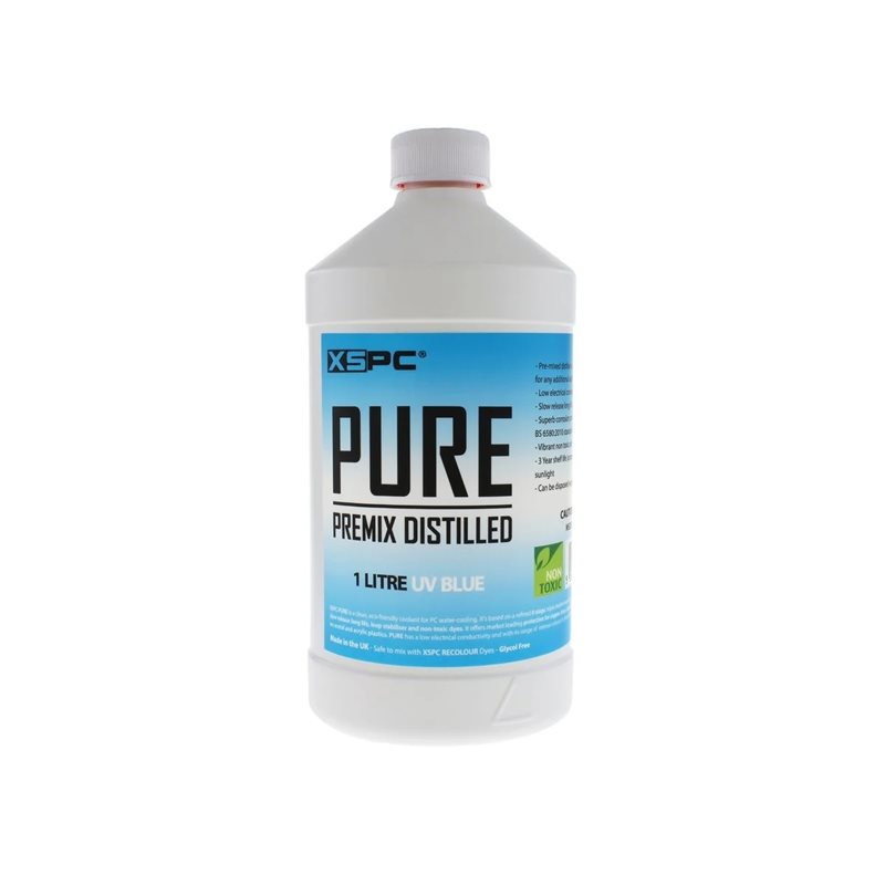 XSPC PURE Premix Distilled Coolant - UV Blue -jäähdytysneste, 1l