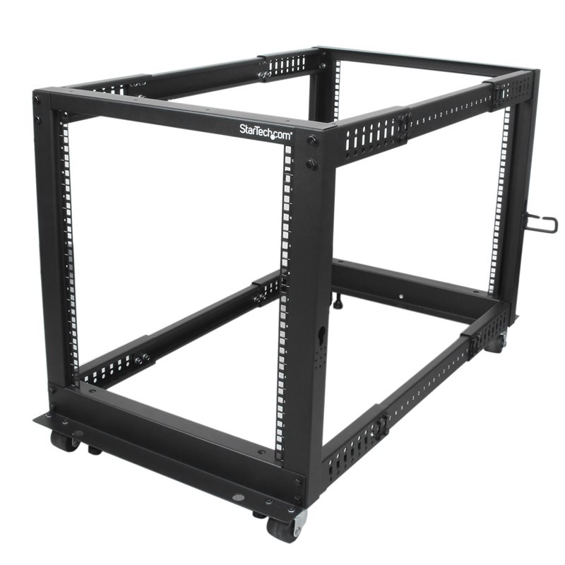 StarTech.com 19" 12U 4-pilarinen -räkki, avoin runko, musta