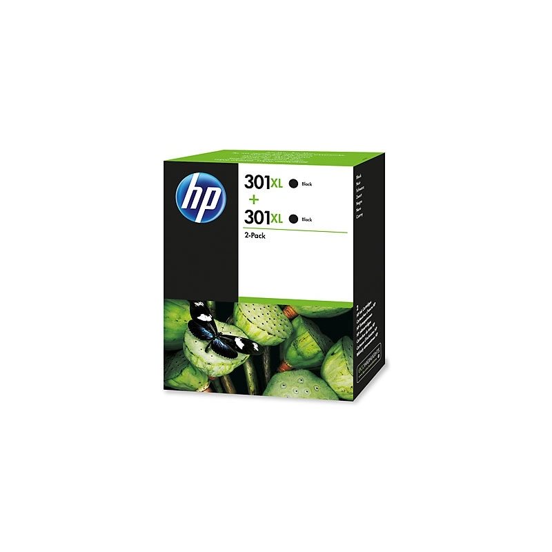 HP 301XL Deskjet, Musta, Mustepatruuna, Twinpack