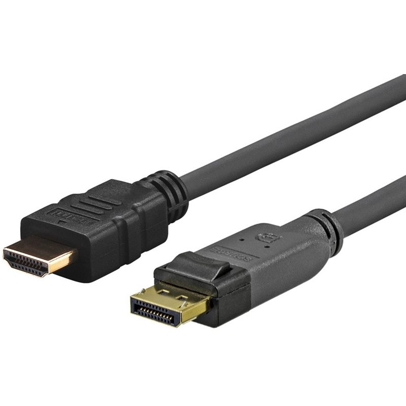 VivoLink DisplayPort - HDMI -adapterikaapeli, lukolla, 10m, musta