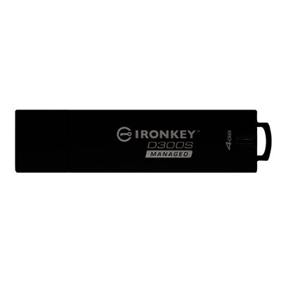 Kingston 4GB IronKey D300 Serialised Managed , USB 3.1 -muistitikku, 80/12 MB/s, musta
