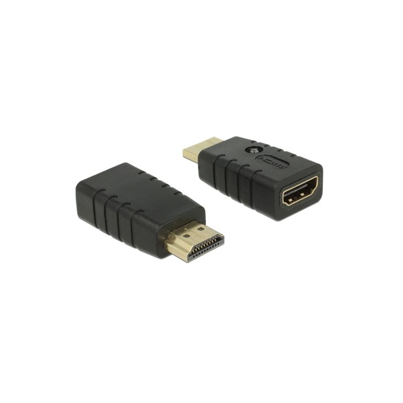 DeLock Adapteri HDMI-A uros - HDMI-A naaras, EDID Emulator, 3840x2160 60Hz, musta