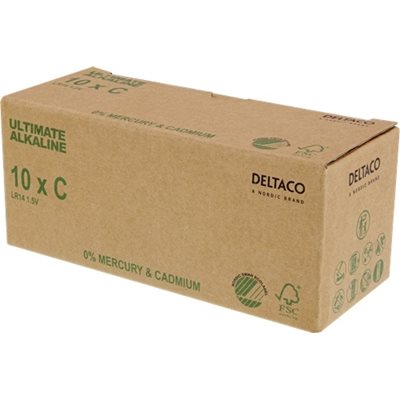 Deltaco Ultimate Alkaline C-paristo, 10 pariston bulk-pakkaus (Poistotuote! Norm. 14,90€)