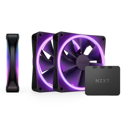 NZXT F120 RGB Duo - Triple Pack, 120mm PWM-laitetuuletinsarja + kontrolleri, musta