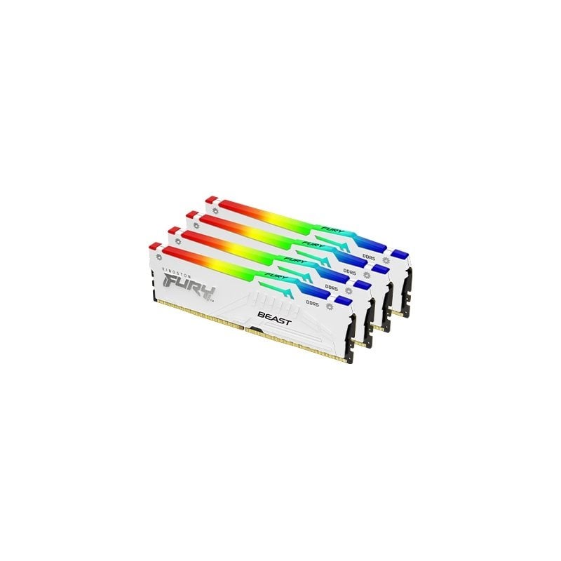 Kingston 64GB (4 x 16GB) FURY Beast White RGB, DDR5 5600MHz, CL40, 1.25V, valkoinen