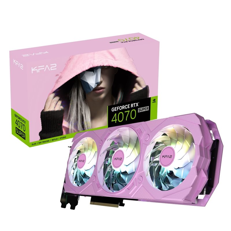 KFA2 GeForce RTX 4070 SUPER EX Gamer Pink 1-Click OC -näytönohjain, 12GB GDDR6X